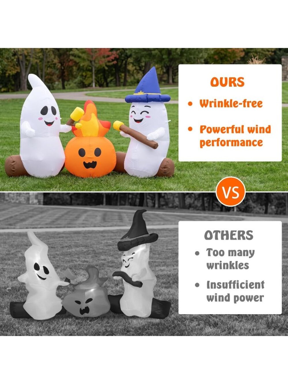 🎃6FT White Orange Halloween Inflatables Ghosts Outdoor Cute Yard Decorations - Picture 7 of 7